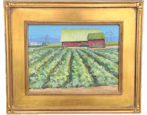 Red Barns, Green Truck by Barbara West, $1,800.00